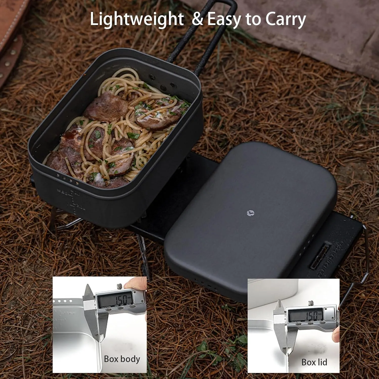 Campingmoon Camping Mess Tin Pressure Relief Aluminum Dinner Box Camping Bowls Cooking Pot with Foldable Handle for Camping & Cooking