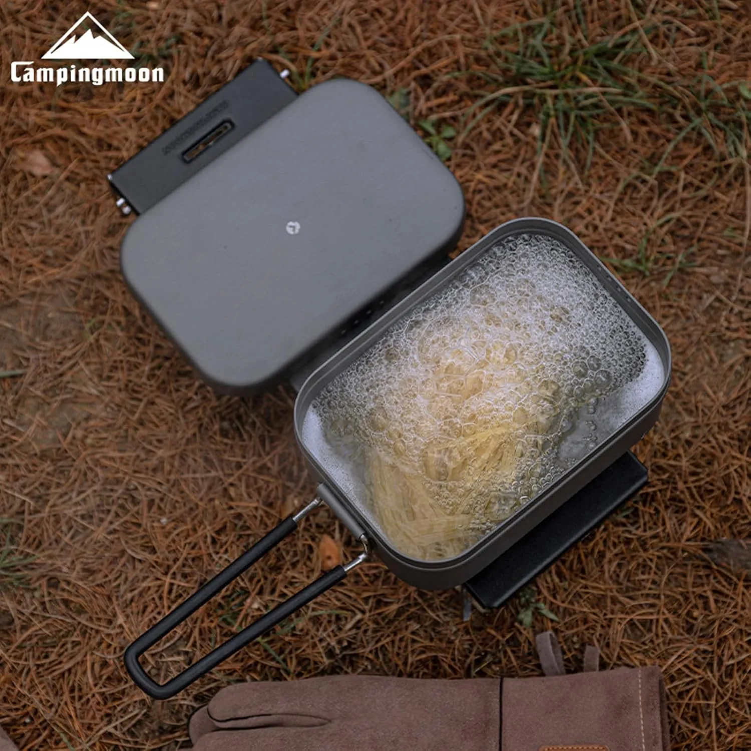 Campingmoon Camping Mess Tin Pressure Relief Aluminum Dinner Box Camping Bowls Cooking Pot with Foldable Handle for Camping & Cooking