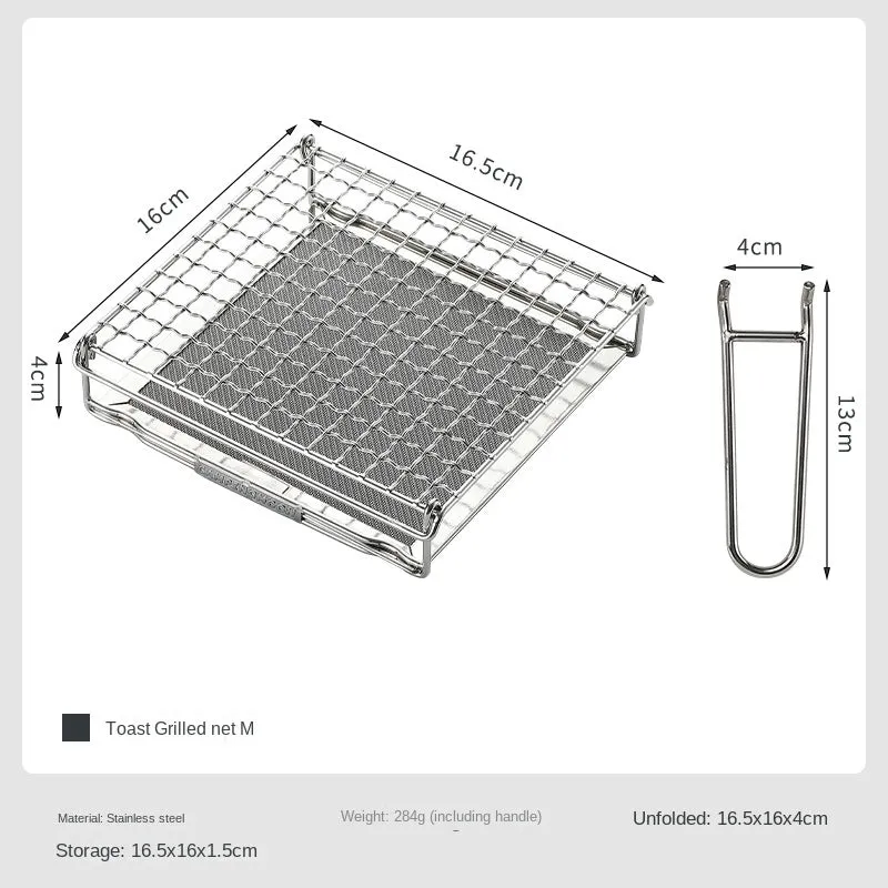 Campingmoon US-1312/1615 Toast Grill Net Portable Folding Stainless Steel Outdoor Camping Stove Accessories Bracket Barbecue Mount BBQ Toaster Bake Mesh