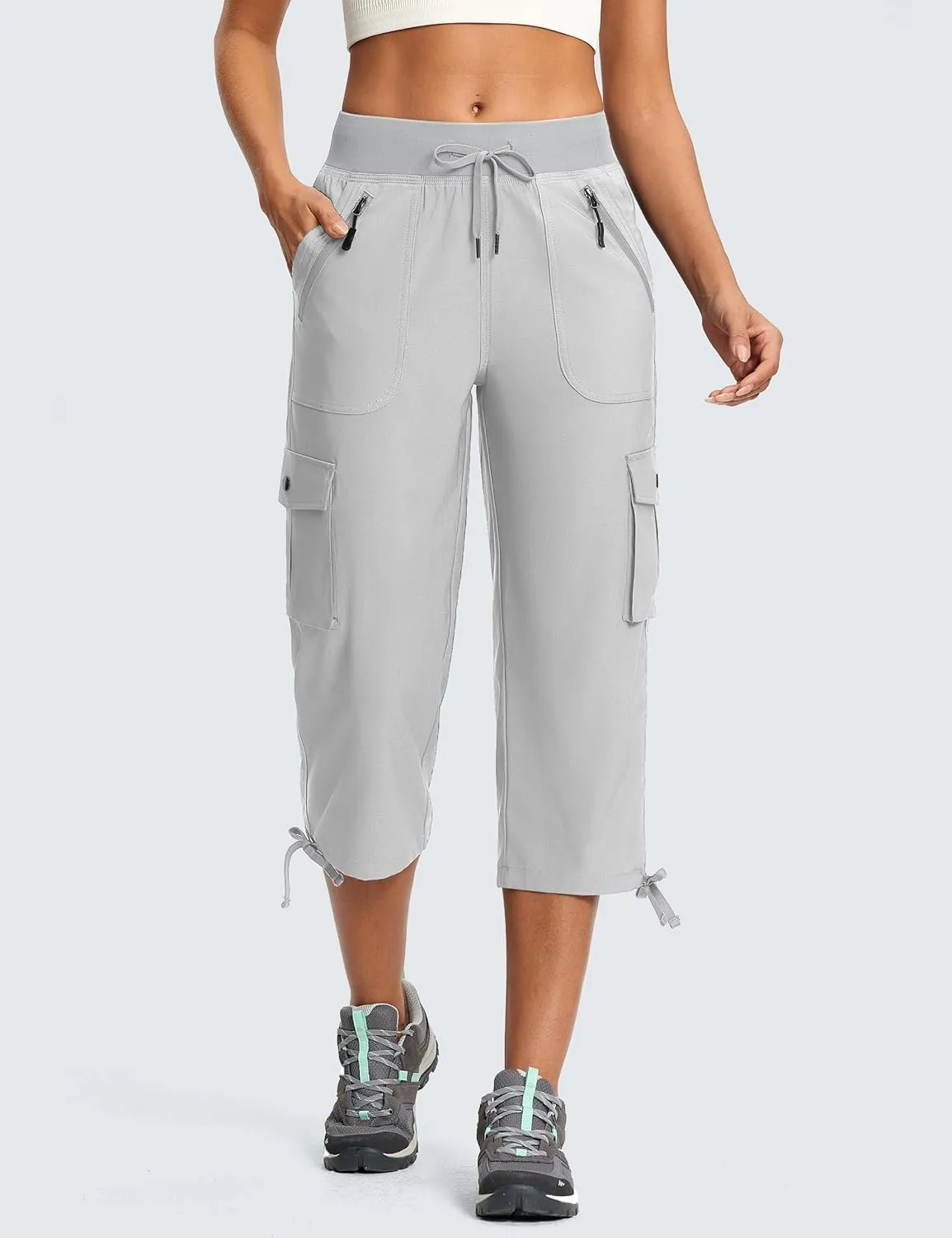 Cargo Capri Pants for Women Lightweight Quick Dry UPF 50  Summer Capris with 8 Pockets for Hiking Travel Casual