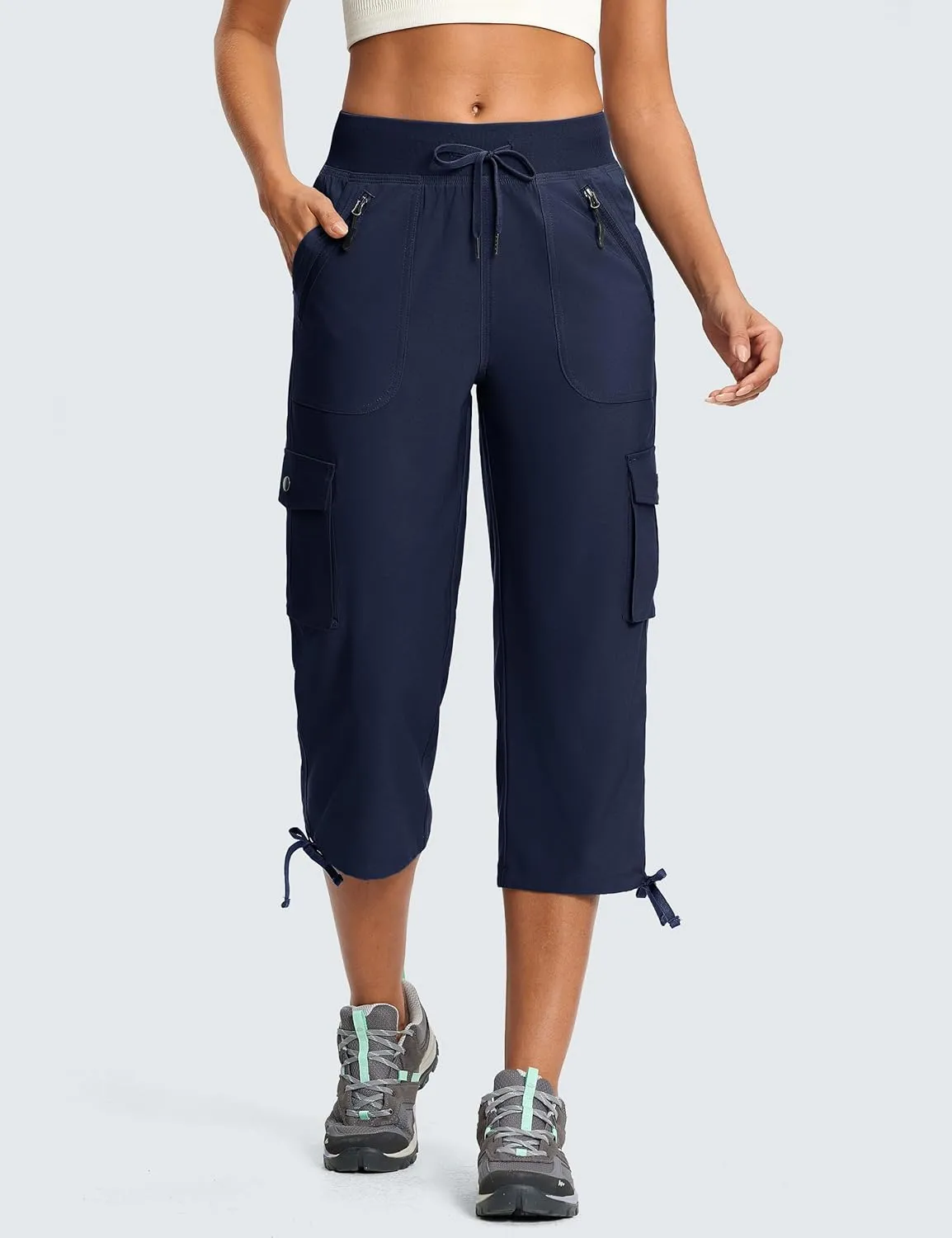 Cargo Capri Pants for Women Lightweight Quick Dry UPF 50  Summer Capris with 8 Pockets for Hiking Travel Casual