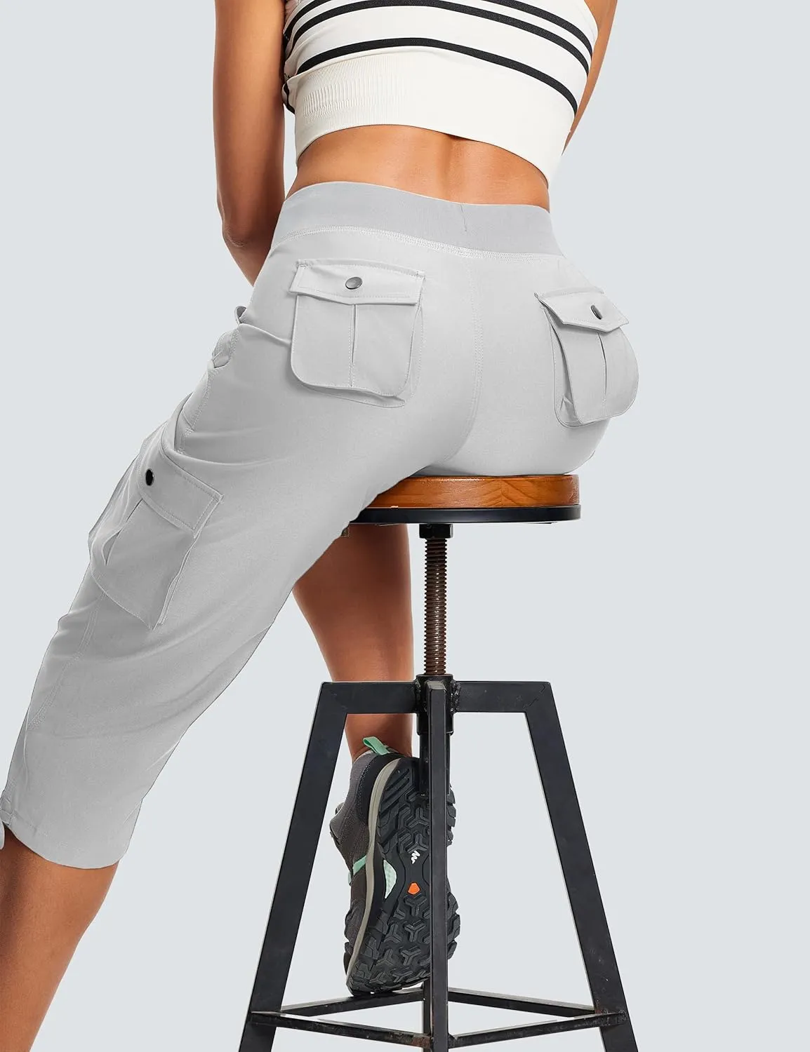 Cargo Capri Pants for Women Lightweight Quick Dry UPF 50  Summer Capris with 8 Pockets for Hiking Travel Casual