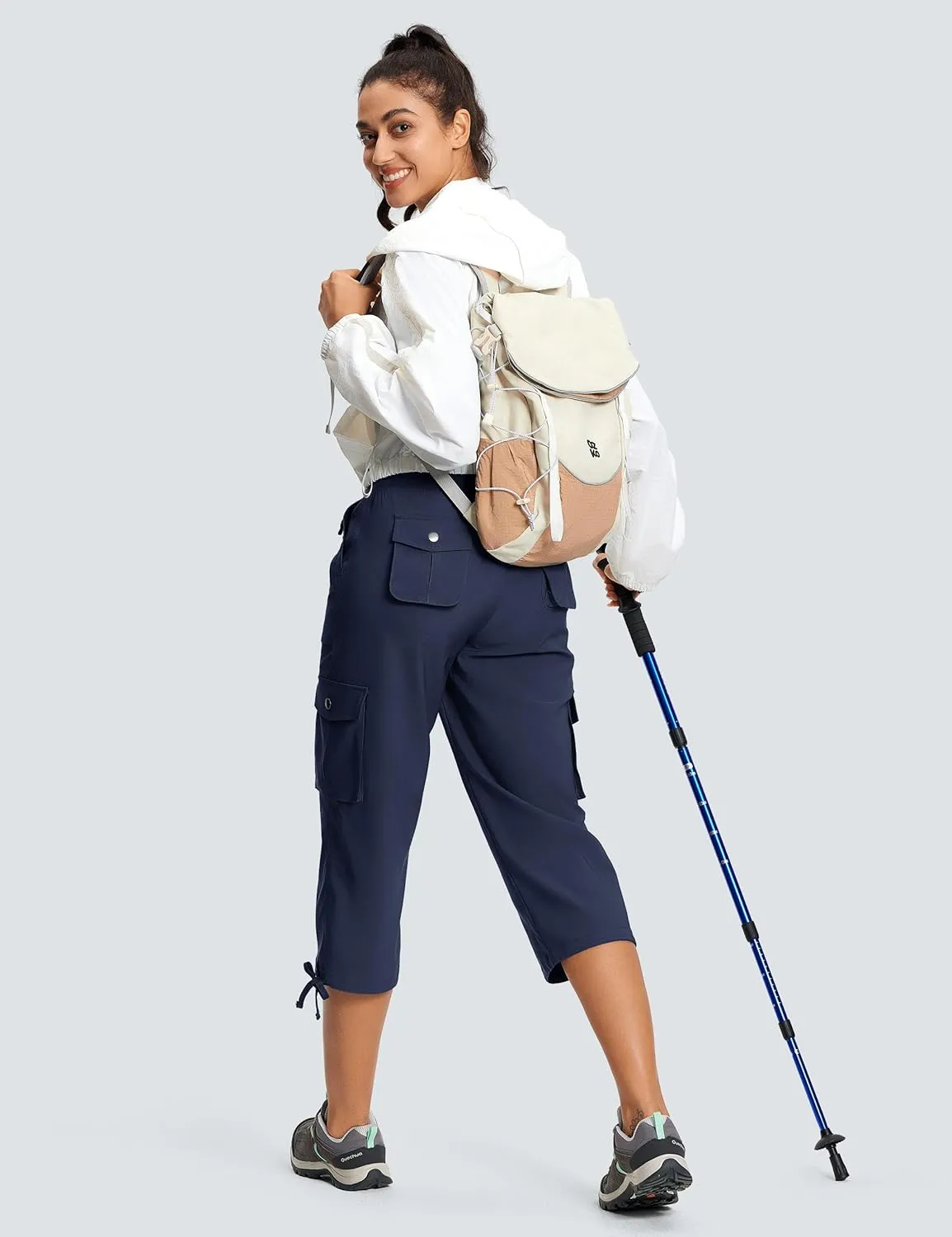 Cargo Capri Pants for Women Lightweight Quick Dry UPF 50  Summer Capris with 8 Pockets for Hiking Travel Casual