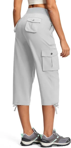 Cargo Capri Pants for Women Lightweight Quick Dry UPF 50  Summer Capris with 8 Pockets for Hiking Travel Casual