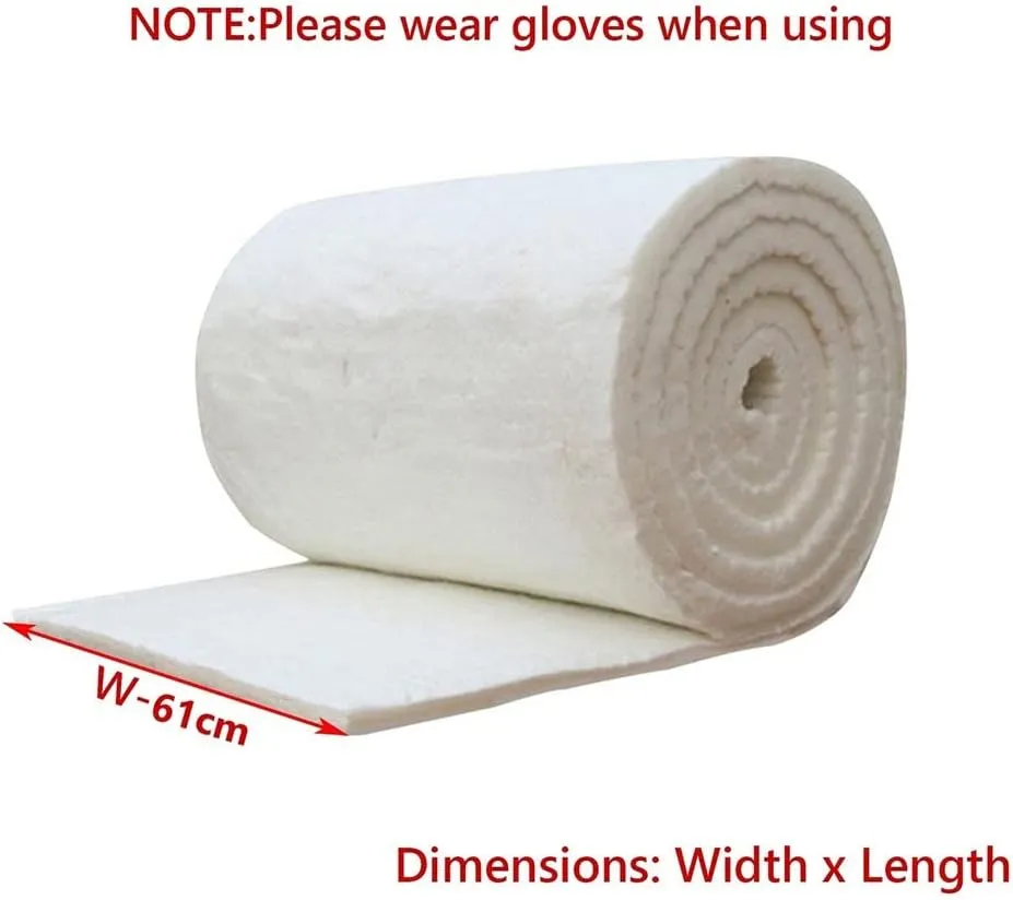 Ceramic Fiber Blanket Thermal Insulation High Temperature Fireproof Mat Pad for Kilns Furnace Pizza Ovens Fire Bricks, Easy to Cut (Color : White, Size : 61x160cm)