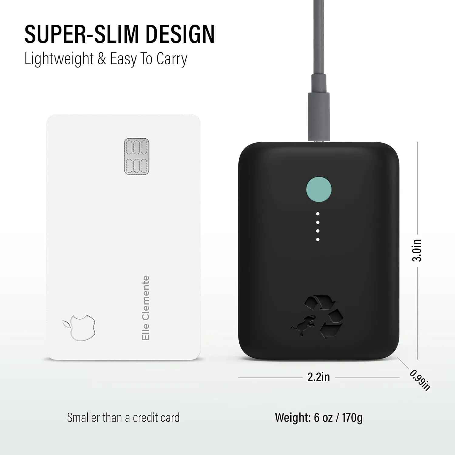 Champ Lite Portable Charger, 5200mAh Fast Charging Power Bank 15W USB C and A Port with Cable, Travel Essential Battery Pack for iPhone Galaxy Pixel MacBook iPad Kindle Airpod Laptop Tablet