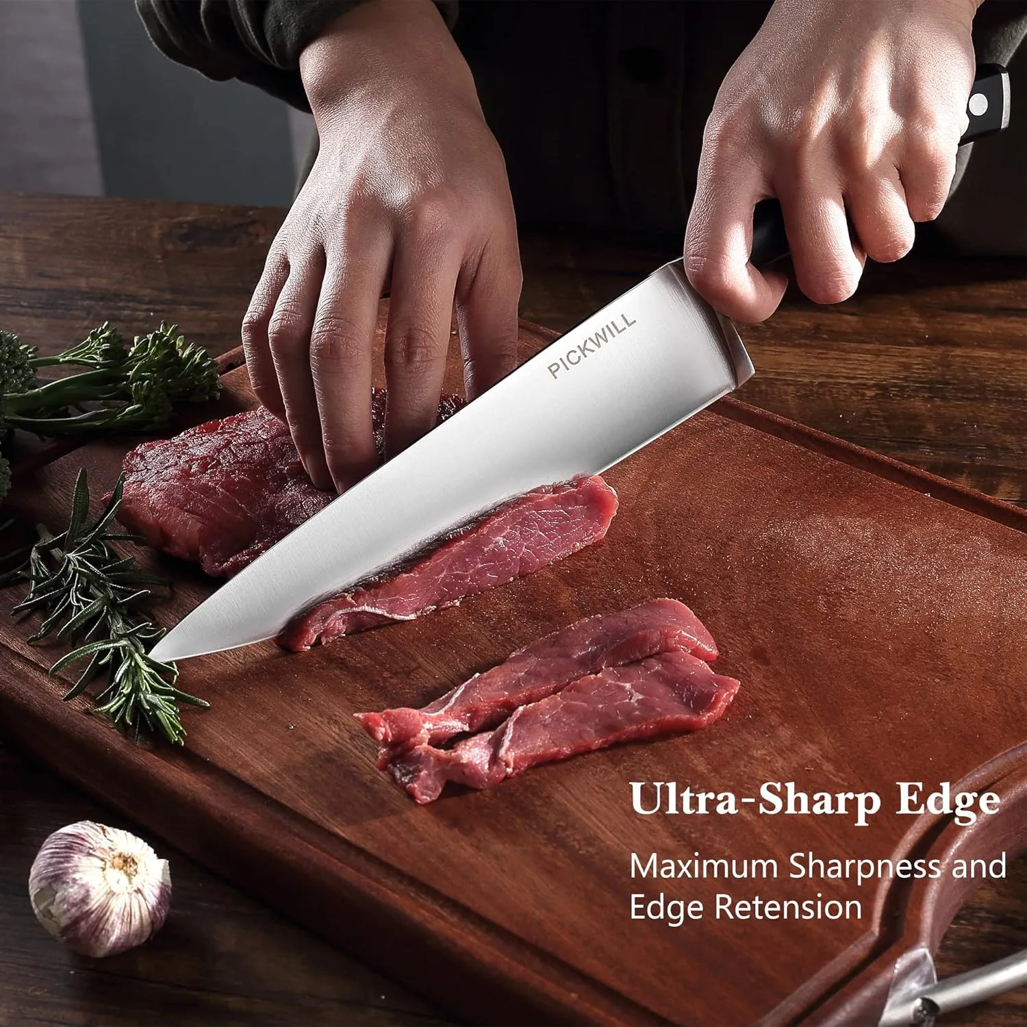 Chef Knife, 8 Inch Professional Kitchen Knife, High Carbon Stainless Steel Ultra Sharp Chefs Knife Ergonomic ABS Handle & Gift Box for Family and Restaurant