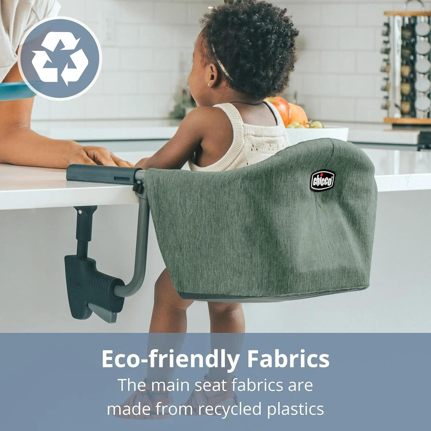 Chicco FastLock Hook-On High Chair, Portable High Chair for Babies and Toddlers, Sets up in Seconds | Moss/Green