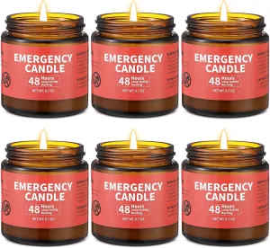 Chuarry 6 Pack Emergency Candles for Power Outage 48 Hours Long Burning Survival Candles Soy Wax for Emergency Winter Storm Camp Essentials