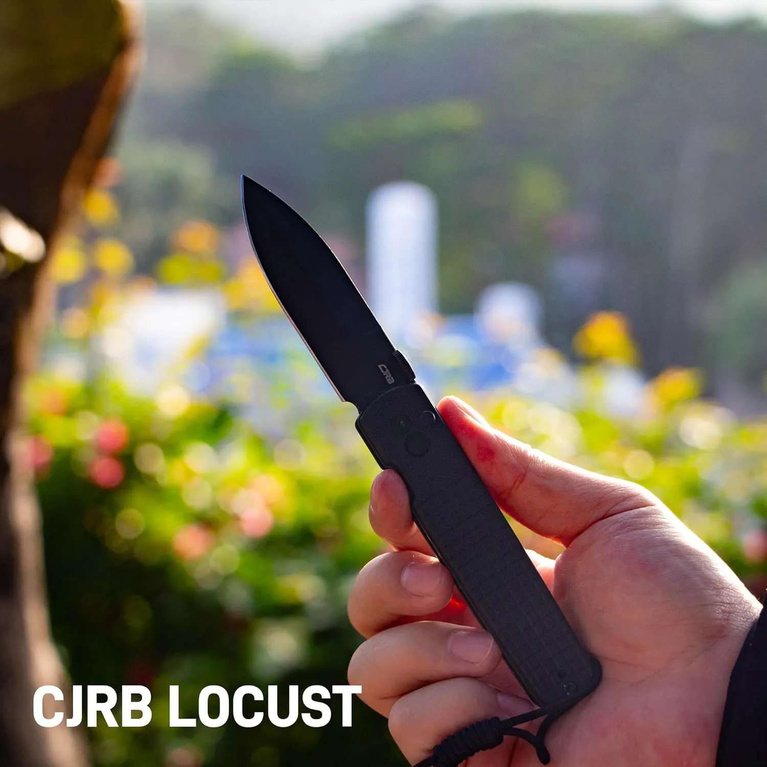 CJRB Locust Pocket Knife for Men with 3.15'' AR-RPM9 Steel Blade and G10 Handle, Button Lock with Safety Switch EDC Knife for Camping Survival(1951 Black)