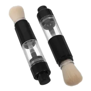 CLISPEED 2pcs Portable Refillable Powder Brush Travel Loose Powder Brush for Women Multi-functional Makeup Application Tool for Blush Highlighter More Compact Easy to Use