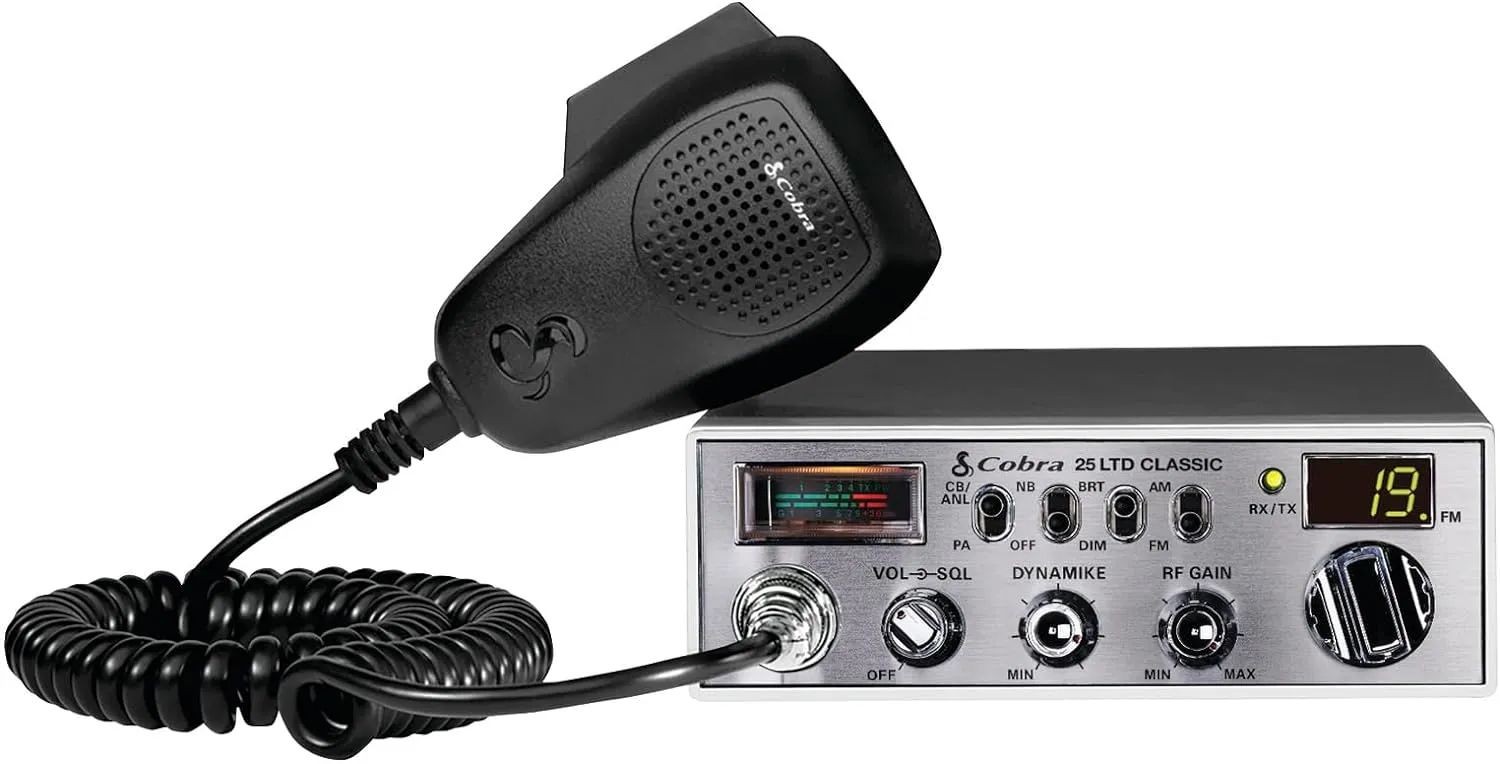 Cobra 25 LTD AM/FM Professional CB Radio – Compact, Easy to Operate, with Dual-Mode Access, 4-Watt Output, Full 40 Channels, Adjustable Dynamike Control and PA Capability, Black