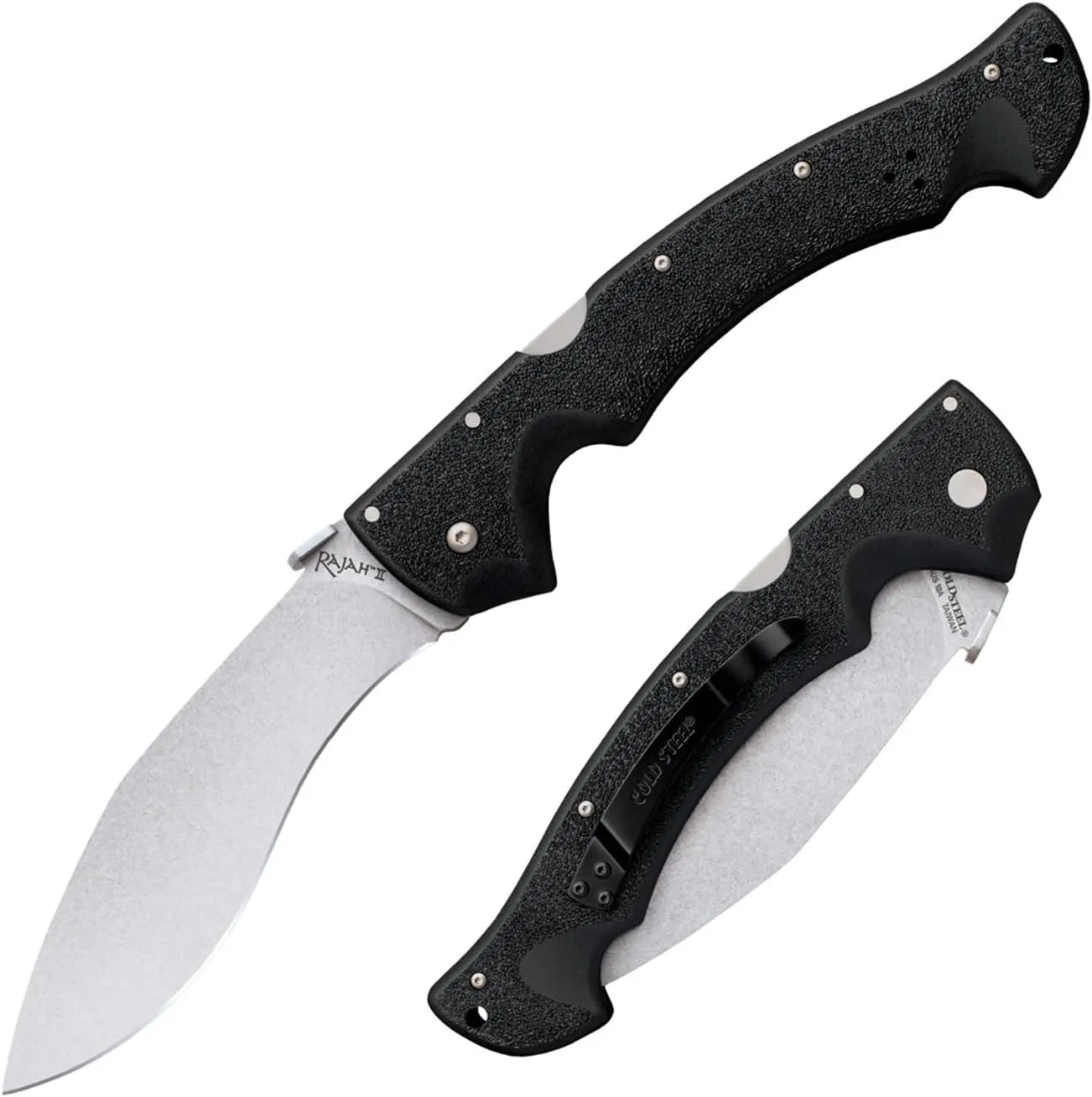 Cold Steel Rajah Series Japanese AUS10A Razor-Sharp Blade Griv-Ex Handle Tactical Folding Knife with Tri-Ad Lock, Ambidextrous Pocket/Belt Clip