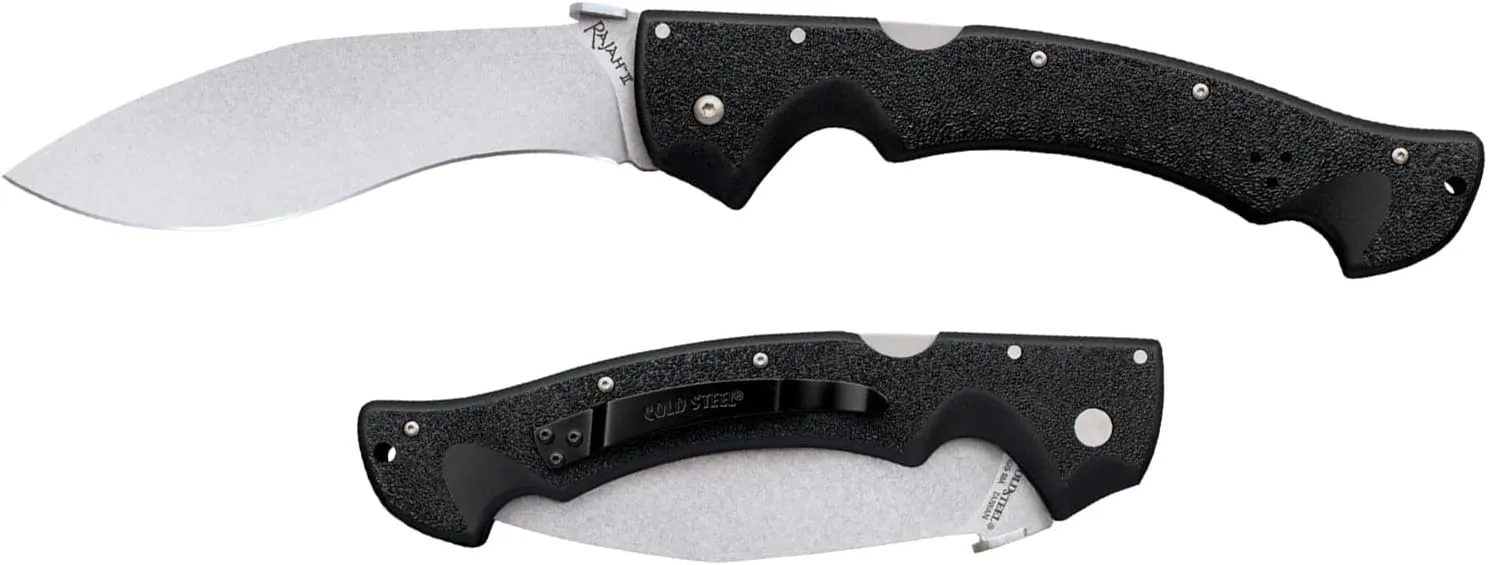 Cold Steel Rajah Series Japanese AUS10A Razor-Sharp Blade Griv-Ex Handle Tactical Folding Knife with Tri-Ad Lock, Ambidextrous Pocket/Belt Clip