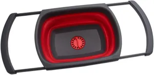 Collapsible wash basin Portable Folding Basin Plastic Foldable Washing Basin with Sink OutdoorTravel Camping Collapsible Drain Wash Basin with Handle(Rojo)