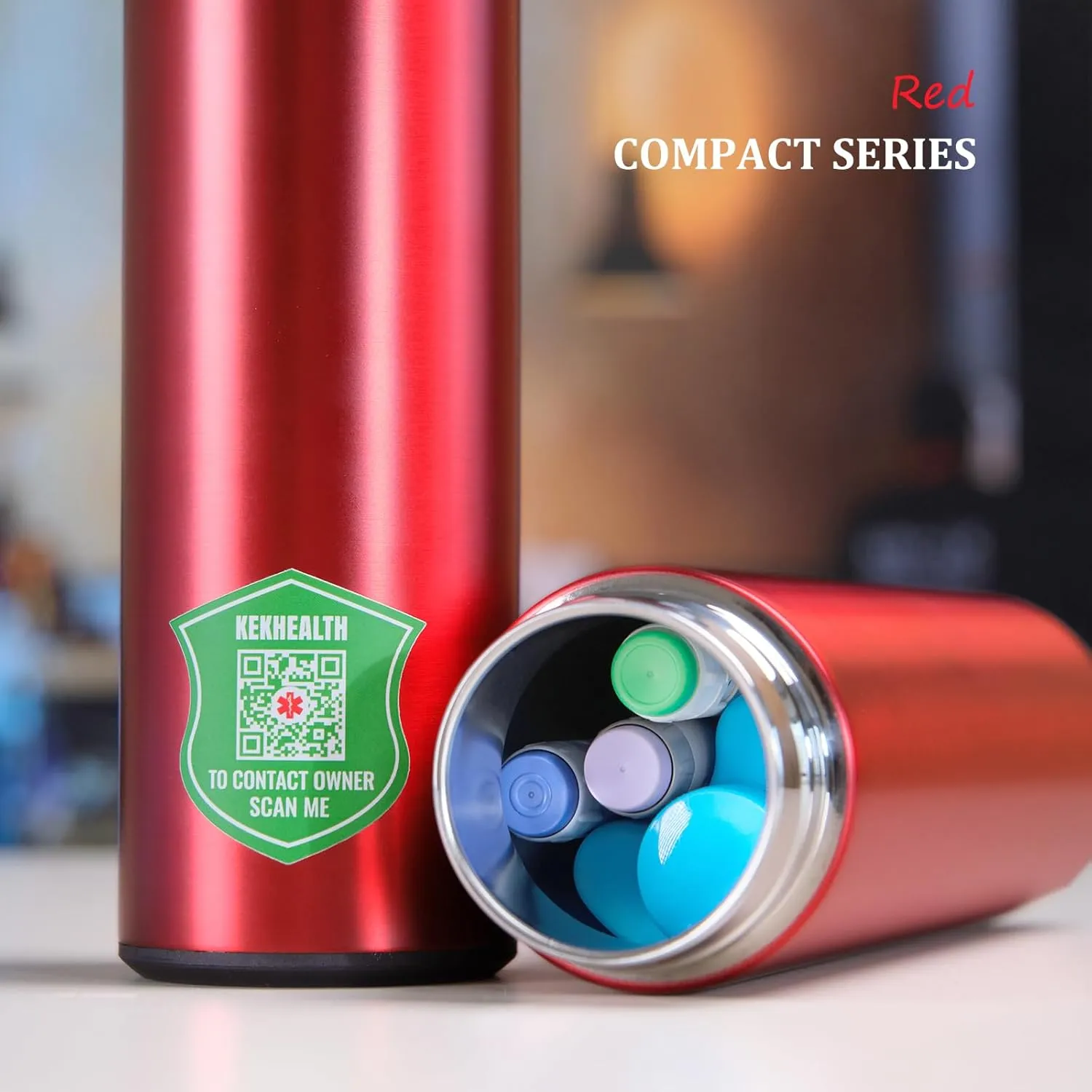 Compact 60H Insulin Pen Cooler Trave Case Medication Cooler for Travel Medicine Cooler TSA Approved Medical Travel Cooler Bag Epipen Carry Case Diabetes Cooler with QR Medical Tag（Red）