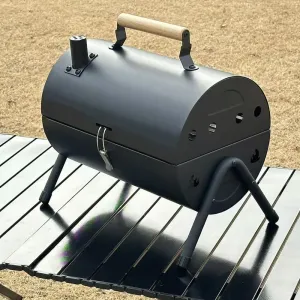 Compact Charcoal Grill, Small Portable Barbecue for Camping, Tailgating, and Picnics, Durable Steel Construction, Easy to Assemble, Black Finish