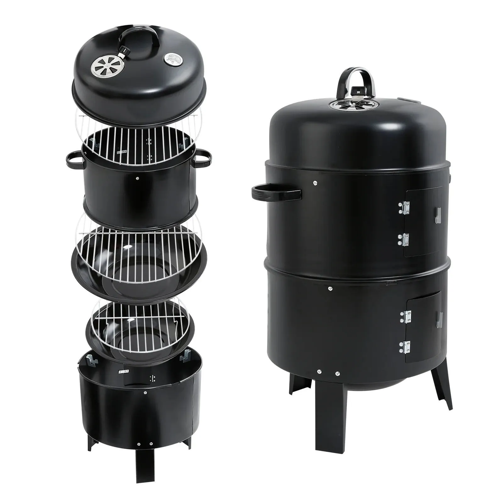 Compact Charcoal Smoker Grill for Outdoor BBQ and Homemade Pizza