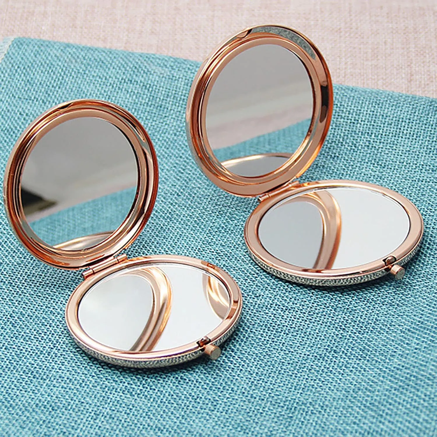 Compact Cosmetic Mirror - 2.75 Inch Round, Portable Makeup Mirror for Travel, 5PCS Rose Gold