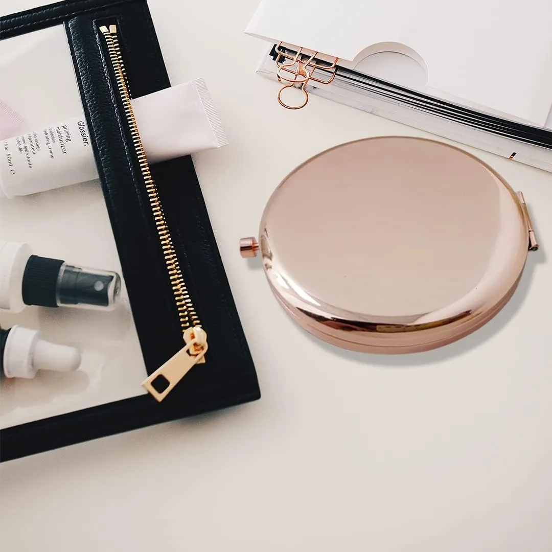 Compact Cosmetic Mirror - 2.75 Inch Round, Portable Makeup Mirror for Travel, 5PCS Rose Gold