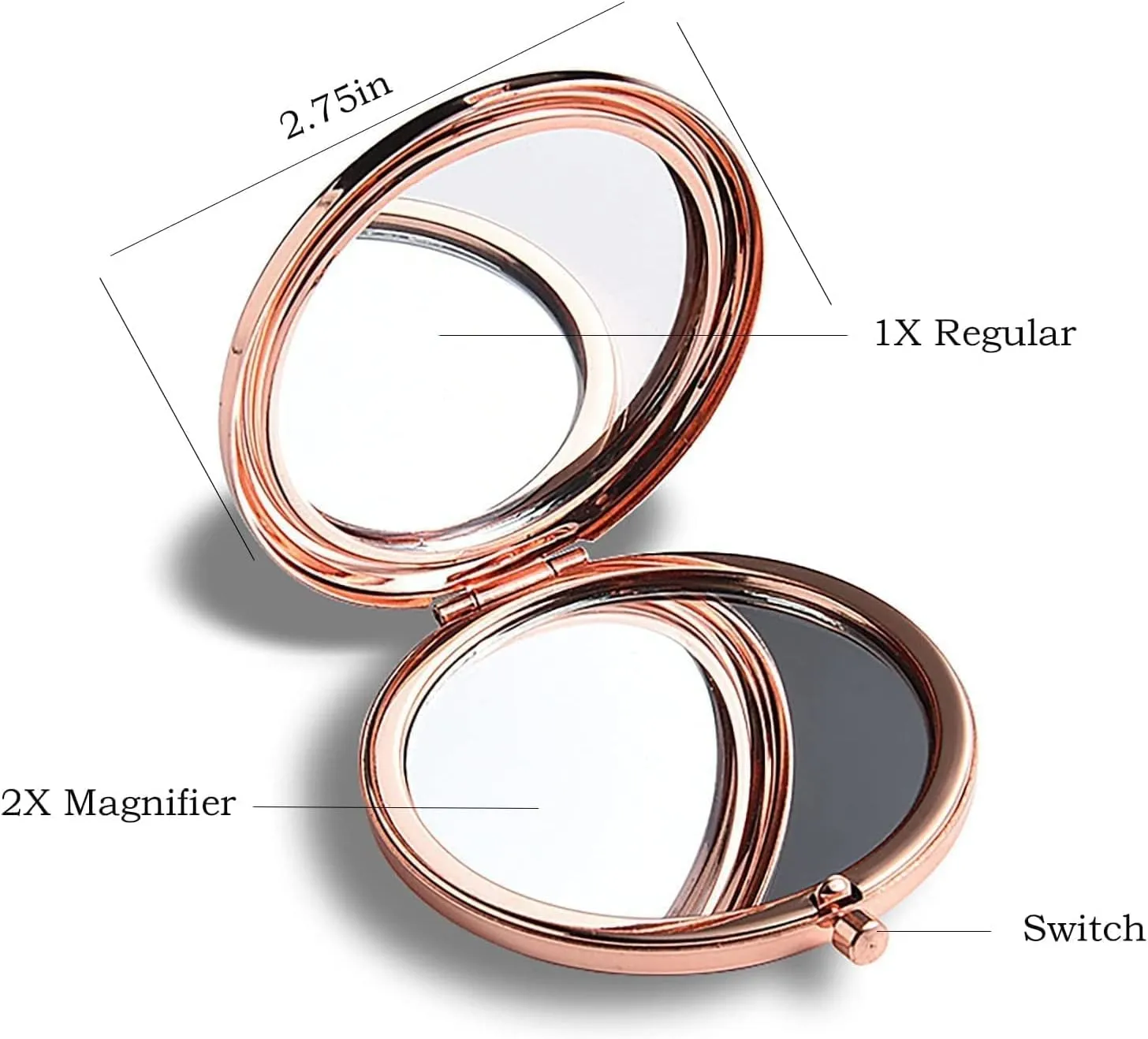 Compact Cosmetic Mirror - 2.75 Inch Round, Portable Makeup Mirror for Travel, 5PCS Rose Gold