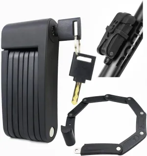 Compact Folding Bike Lock, 2.3ft Portable Heavy - Duty Anti - Theft High - Security Bicycle Chain Lock with Keys & Lock Bracket, Shear - Resistant Alloy Folding Lock for Bikes, E - Scooters & Ebikes