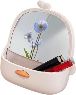 Compact Vanity Mirror Makeup Mirror Storage Box Portable Mirror Home Bedroom Desktop Vertical Beauty Mirror Cute Styling Vanity Mirror Salon Hairdressing Mirror (Color : B)