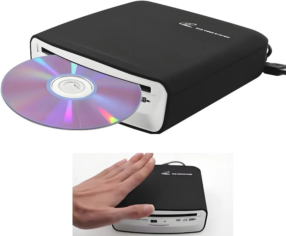 Compact VCD Car CD Player Universal Dish Box Player External Stereo USB Interface for Android Navigation/Smart TV/Desktops Laptops Tablets(Fit for Android Version 4.4 and Above)