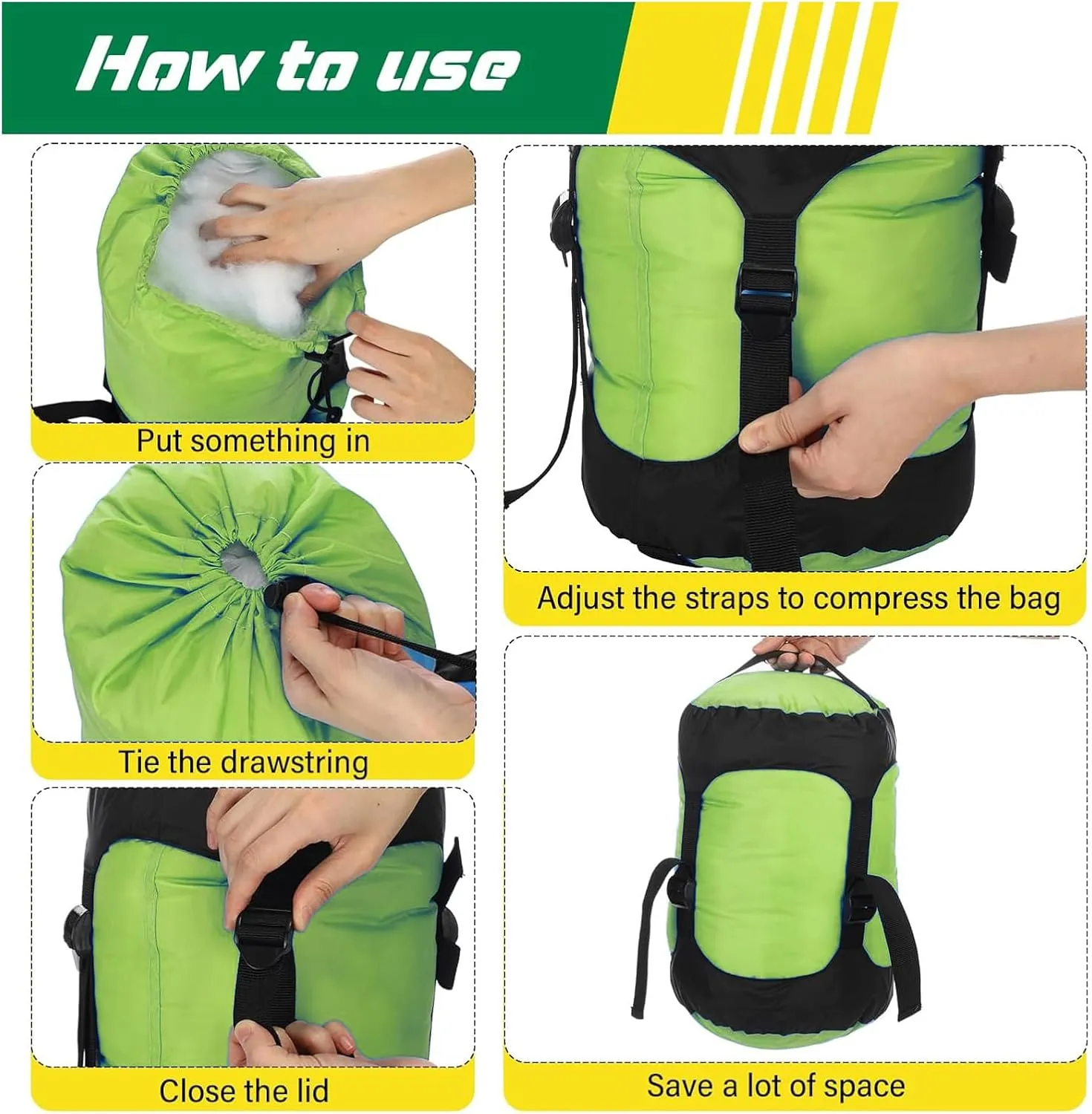 Compression Sack, 40% More Storage! 11L/18L/30L/45LCompression Stuff Sack, Water-Resistant & Ultralight Sleeping Bag Stuff Sack - Space Saving Gear for Camping, Hiking