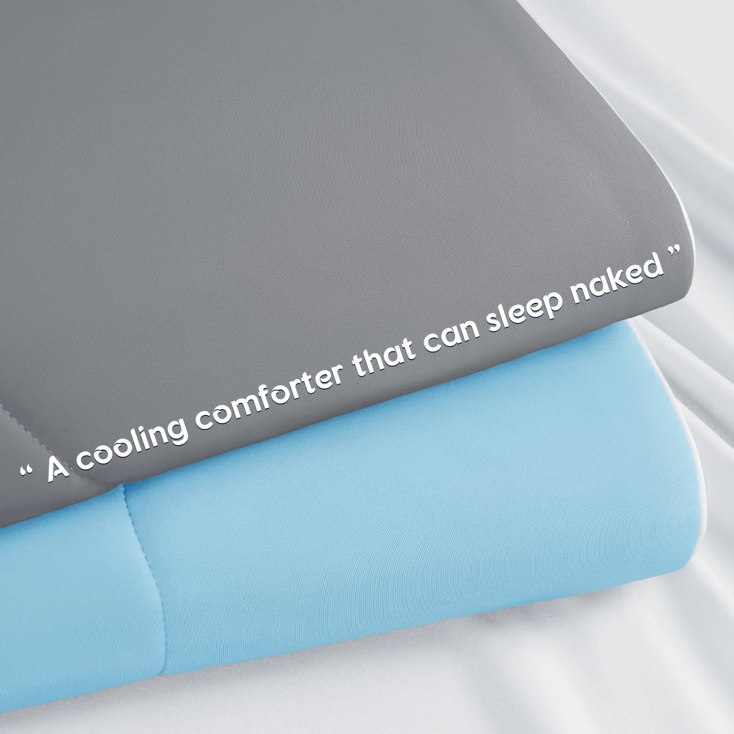 Cooling Comforter, Cooling Blanket for Hot Sleepers and Night Sweats, Double-Sided Cool Breathable Soft Lightweight Blanket, All Season Bedding Comforter, (Mist Light Grey, Queen(90"x90"))