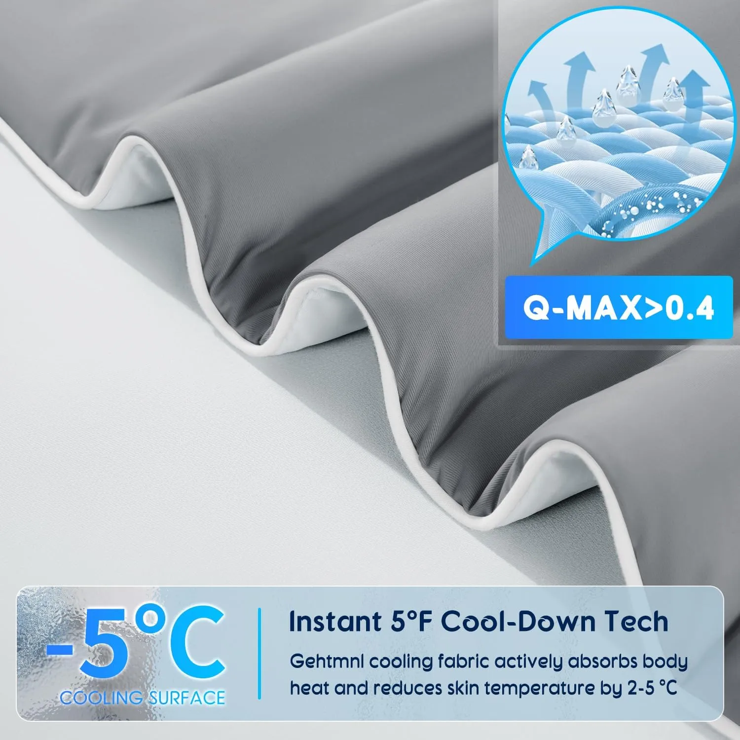 Cooling Comforter, Cooling Blanket for Hot Sleepers and Night Sweats, Double-Sided Cool Breathable Soft Lightweight Blanket, All Season Bedding Comforter, (Mist Light Grey, Queen(90"x90"))