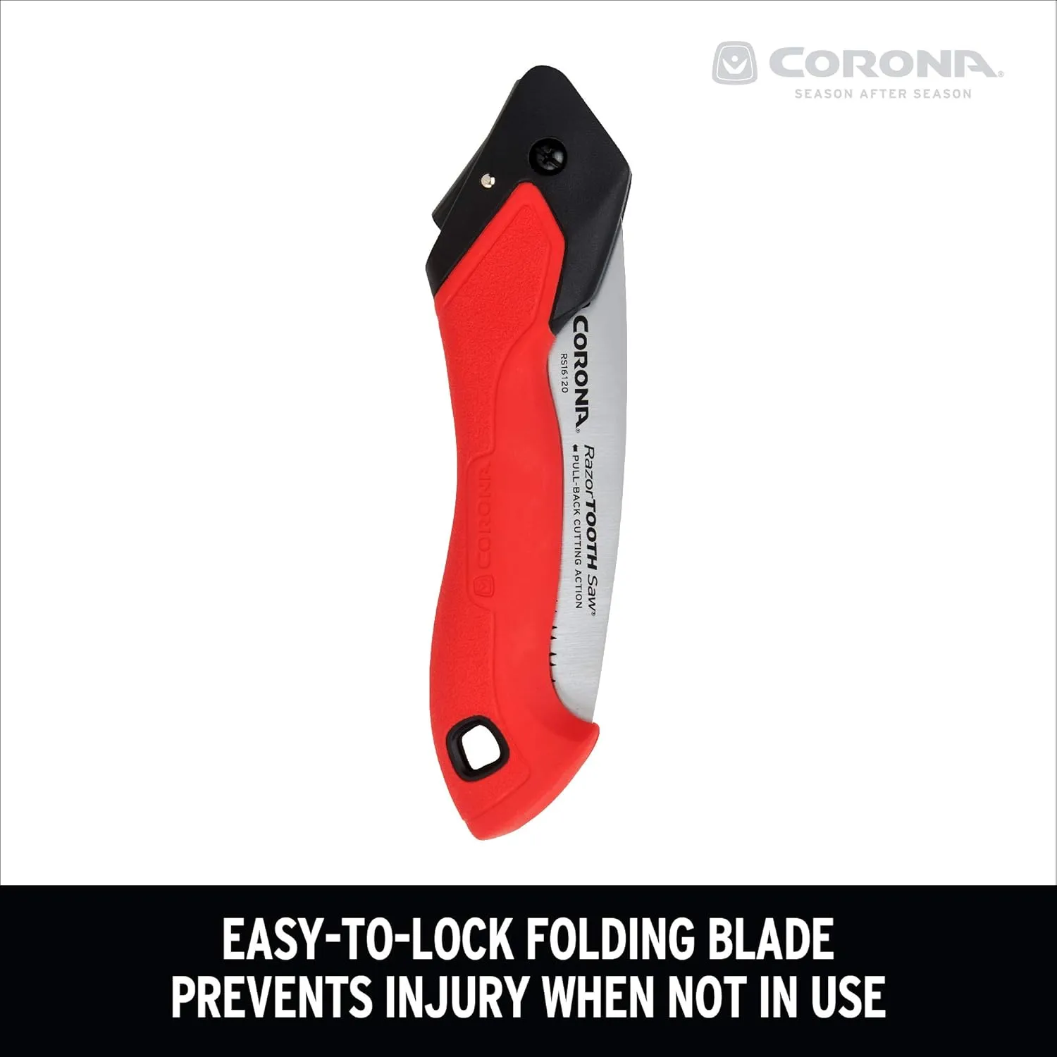 Corona Tools 7-Inch RazorTOOTH Folding Saw | Pruning Saw Designed for Single-Hand Use | Curved Blade Hand Saw | Cuts Branches Up to 3" in Diameter | RS16120, Red