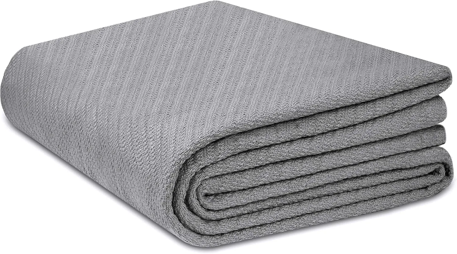 COTTON CRAFT Soft Cotton Thermal Blanket - Plush Herringbone Twill - All Season Luxurious Breathable Skin Friendly Lightweight Cooling Throw Blanket - Sofa Couch Travel Camping Dorm - Full Queen Grey