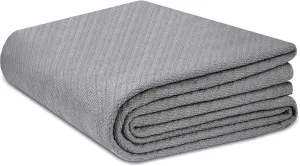 COTTON CRAFT Soft Cotton Thermal Blanket - Plush Herringbone Twill - All Season Luxurious Breathable Skin Friendly Lightweight Cooling Throw Blanket - Sofa Couch Travel Camping Dorm - Full Queen Grey