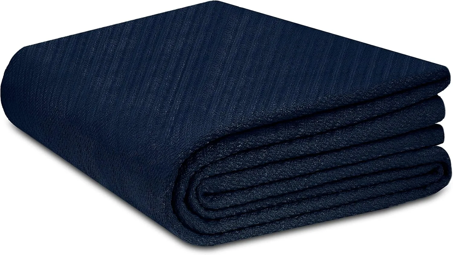 COTTON CRAFT Soft Cotton Thermal Blanket - Plush Herringbone Twill - All Season Luxurious Breathable Skin Friendly Lightweight Cooling Throw Blanket - Sofa Couch Travel Camping Dorm - Full Queen Navy