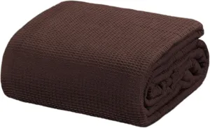 Crover All Season Waffle Premium Thermal Blanket Queen Size 90"x90" Durable Soft Cozy Breathable Weave Design 100% Cotton, Brown