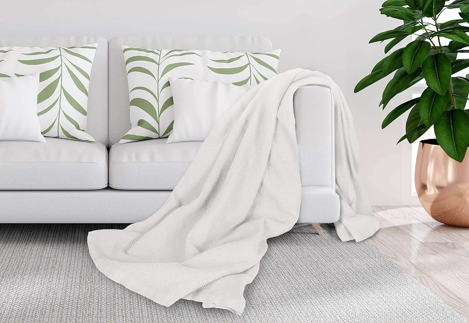 Crover All Season Waffle Premium Thermal Blanket Twin Size 66”x90” Durable Soft Cozy Breathable Weave Design 100% Cotton, Ivory