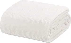 Crover All Season Waffle Premium Thermal Blanket Twin Size 66”x90” Durable Soft Cozy Breathable Weave Design 100% Cotton, Ivory