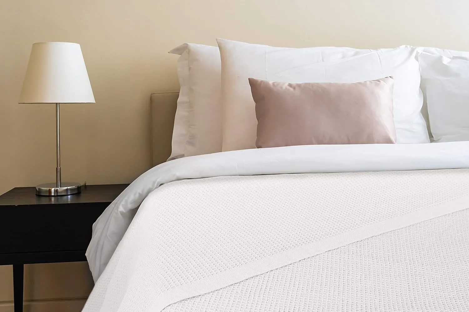 Crover All Season Waffle Premium Thermal Blanket Twin Size 66”x90” Durable Soft Cozy Breathable Weave Design 100% Cotton, Ivory
