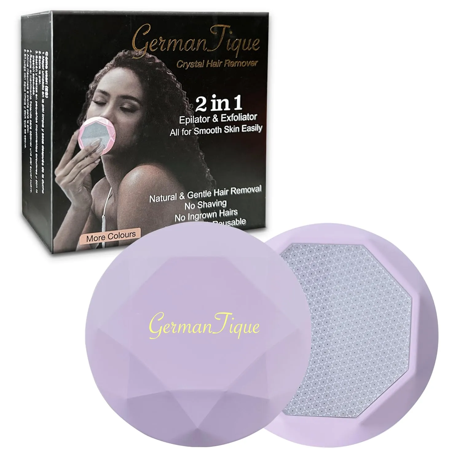 Crystal Hair Eraser,Upgraded Crystal Hair Remover Diamond,Painless and Effective Nano Glass Hair Removal Stone and Skin Exfoliation,Natural Epilator for Women and Men(Pastel Lilac)