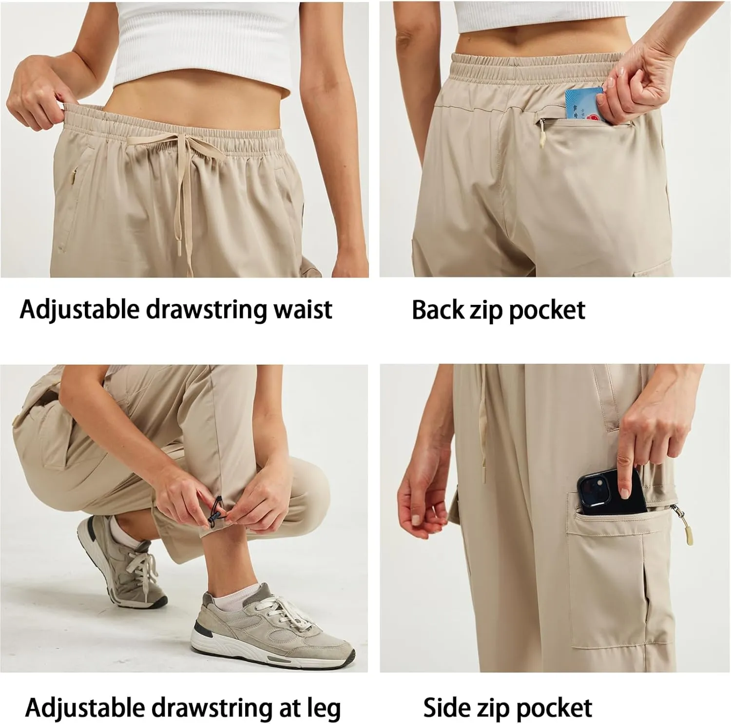 CT-Tebrun Women's Hiking Pants with Pocket Quick Dry Lightweight Cargo Pants Travel Hiking Runing Pants Outdoors