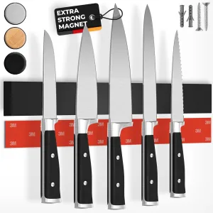 CUCINO Magnetic Knife Holder for Wall 16" No Drilling incl. Self Adhesive Tape - Extra strong Knife Holder - Awarded Knife Magnetic Strip - Made of Stainless Steel - black