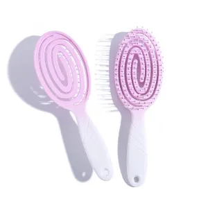 Cute Detangling Brush for Natural,Dry,Wet,Curly, Straight Hairbrush,Girl Accessories, 2 Pack Set Folding Lightweight Hair Brush & Wide Tooth Comb for Women Men (Lilac)