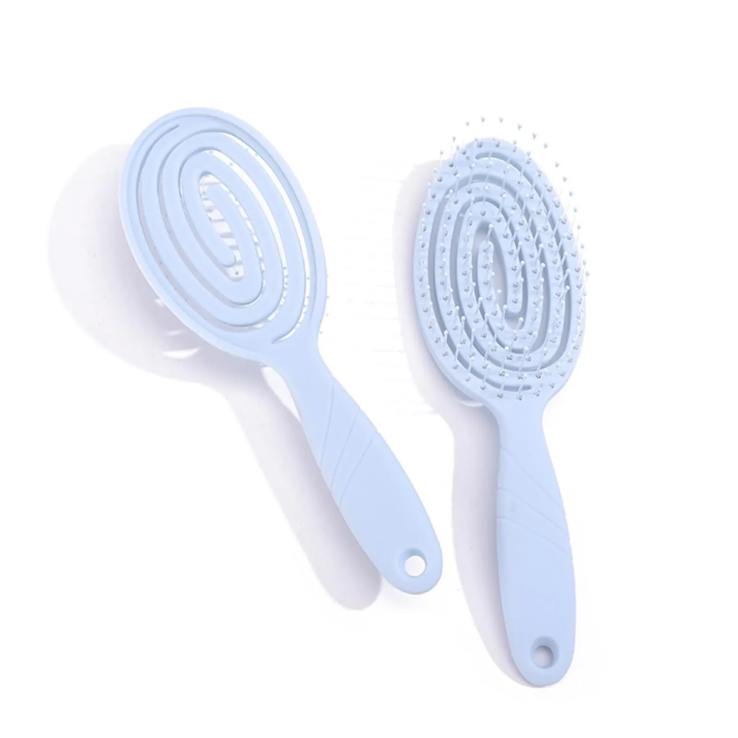 Cute Detangling Brush for Natural,Dry,Wet,Curly, Straight Hairbrush,Girl Accessories, 2 Pack Set Folding Lightweight Hair Brush & Wide Tooth Comb for Women Men (Lilac)