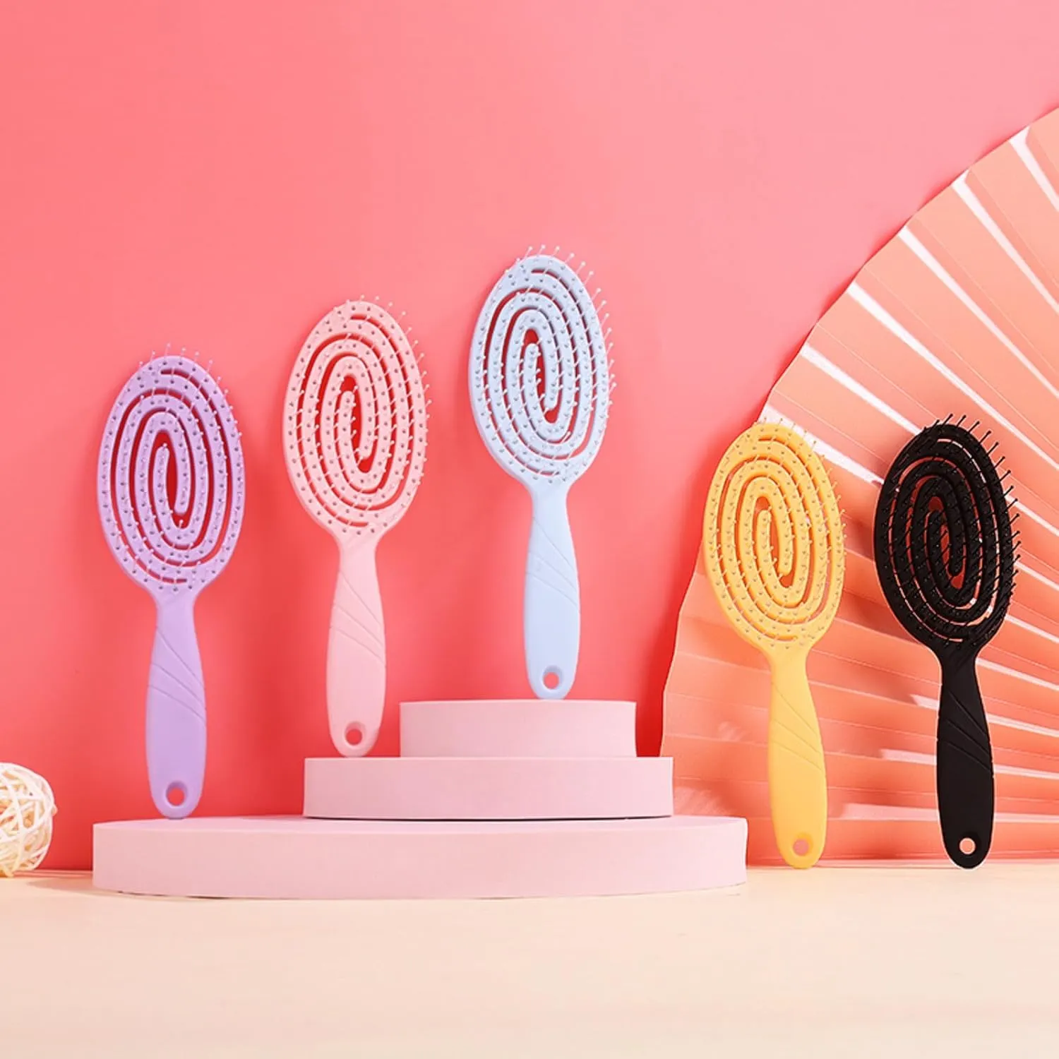 Cute Detangling Brush for Natural,Dry,Wet,Curly, Straight Hairbrush,Girl Accessories, 2 Pack Set Folding Lightweight Hair Brush & Wide Tooth Comb for Women Men (Lilac)