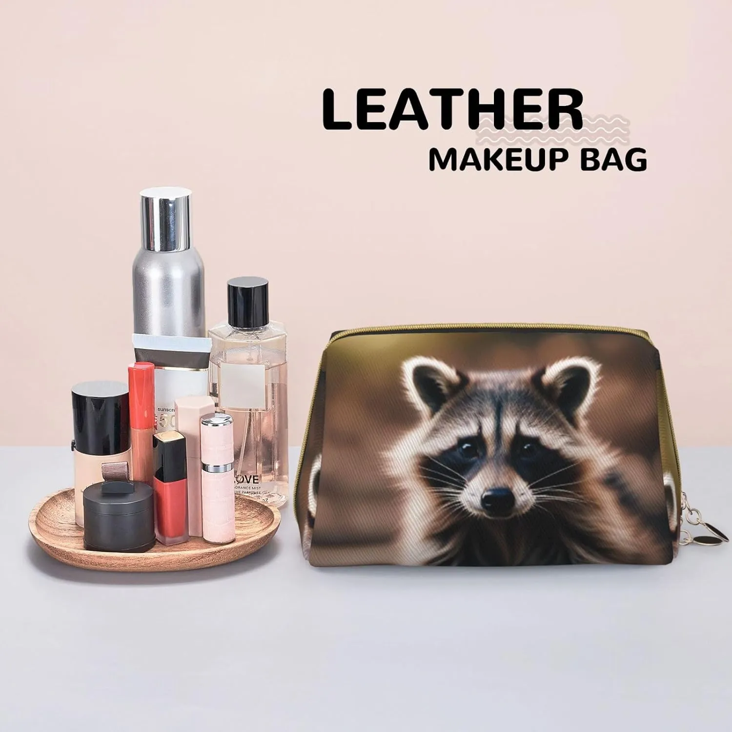 Cute Raccoon (1) Toiletry Pouch, Travel-Friendly Makeup Organizer For Makeup Brushes, Lipsticks