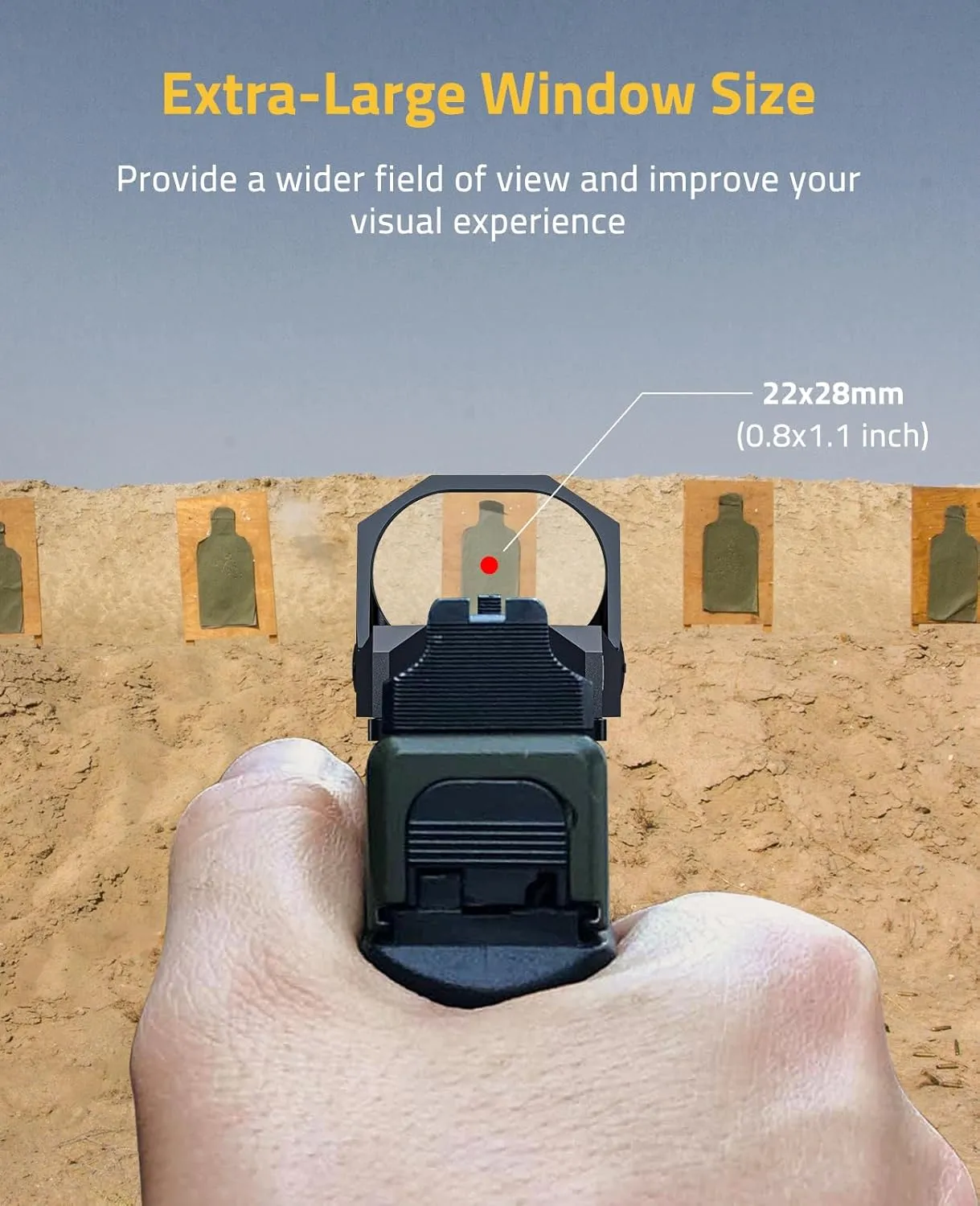 CVLIFE WolfCovert Full-Sized Optic, Motion Awake Red/Green Dot Sight for RMR Cut Footprint, 28mm Large Lens, 3MOA Shockproof Open Reflex Sight, with Adapter Plate for MOS and 21mm Picatinny Base.