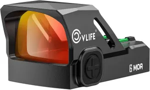 CVLIFE WolfCovert Motion Awake 6 MOA Red/Green Dot Sight for Doctor Cut, Integrated Fiber Red Dot Scope for Full-Sized Pistols, Open Reflex Optics Sight with Adapter for RMR & MOS & 21MM Picatinny