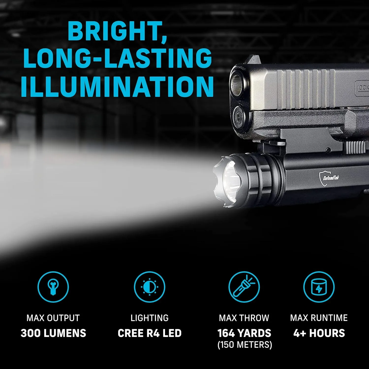 DefendTek Tactical Gun Flashlights - Compact, Rail-Mounted LED Light for Shotgun, Pistol, Rifle and Handgun - Weapon and Gun Accessories - DT-M1C﻿