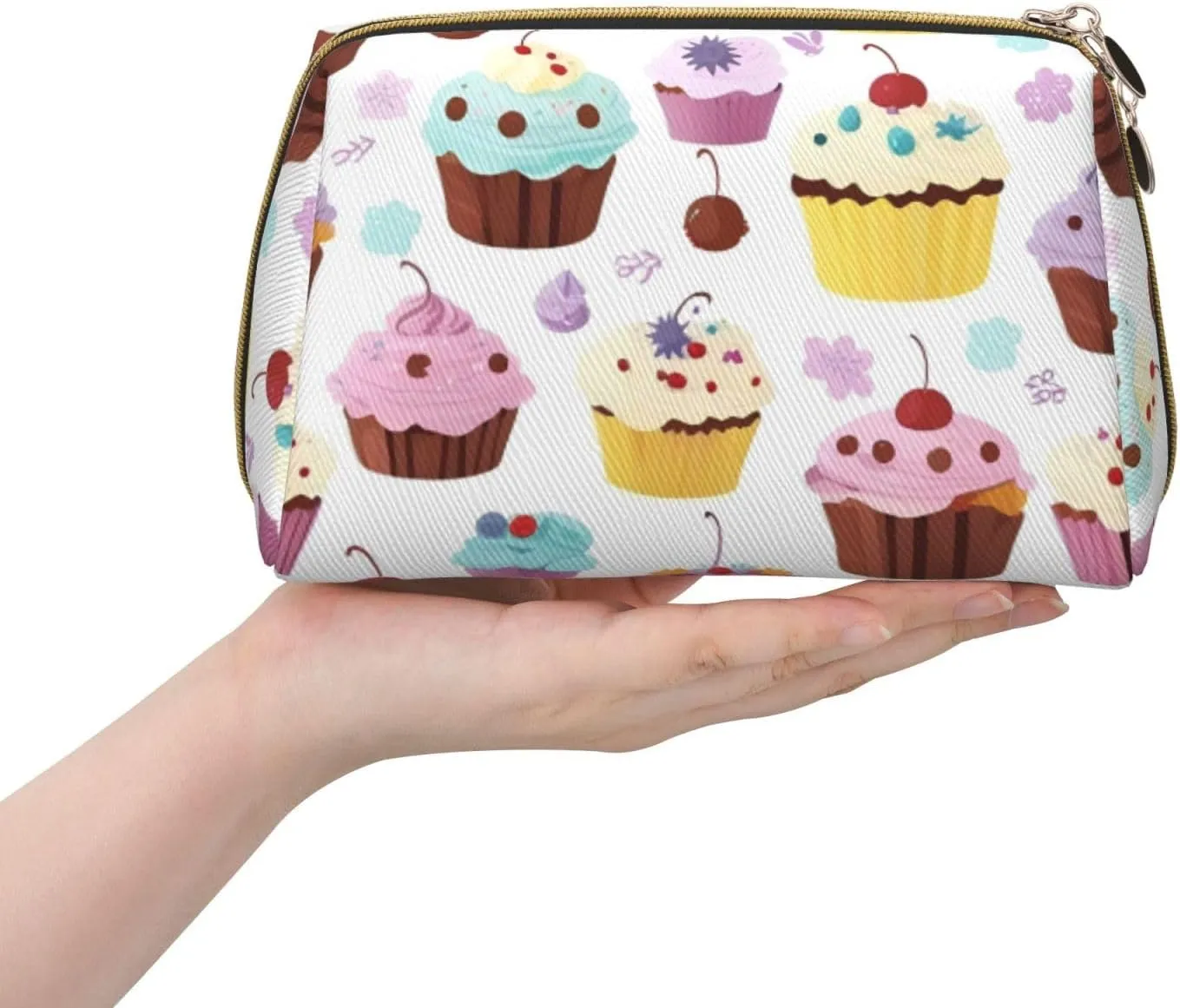 Delicious Cupcakes Toiletry Pouch, Travel-Friendly Makeup Organizer For Makeup Brushes, Lipsticks